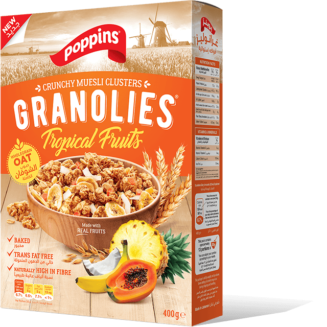 Poppins Granolies Tropical Fruits 400g 