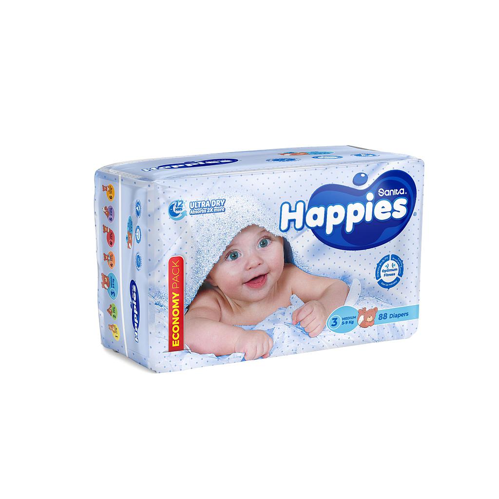 Happies Economy Pack Diapers No 3 *88